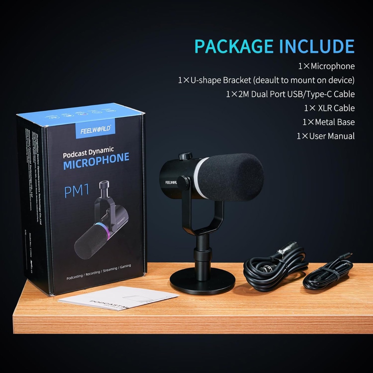 PM1 USB/XLR Dynamic Microphone with Desktop Stand (BLK)