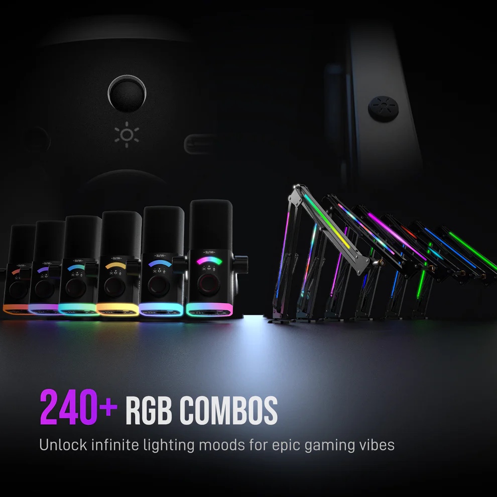 AM8PROT Dynamic Microphone Kit with RGB Boom Arm Stand (BLK) thumbnail 8