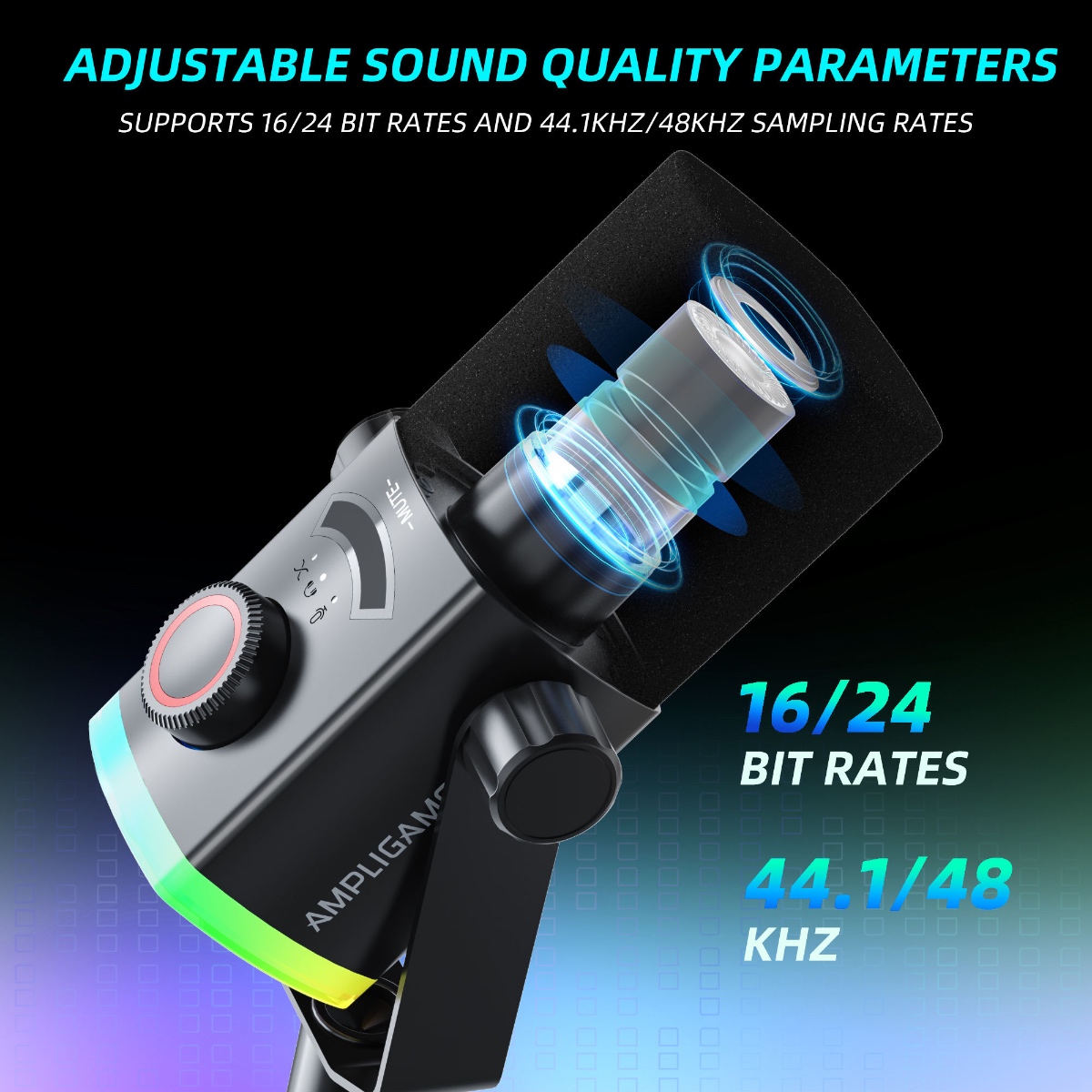 AM8PROT Dynamic Microphone Kit with RGB Boom Arm Stand (BLK) thumbnail 9