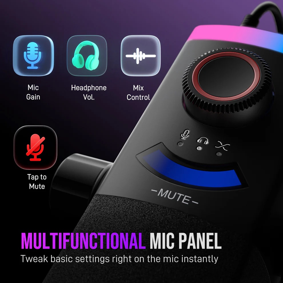 AM8PROT Dynamic Microphone Kit with RGB Boom Arm Stand (BLK) thumbnail 2