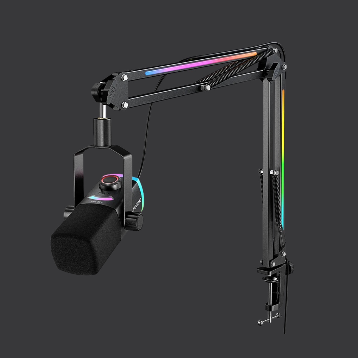 AM8PROT Dynamic Microphone Kit with RGB Boom Arm Stand (BLK)