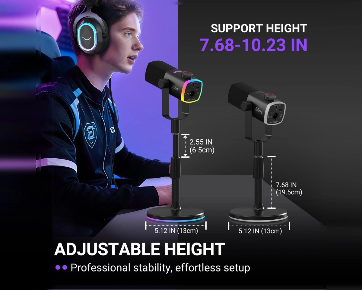 AM8PROS Dynamic Microphone Kit with RGB Desktop Stand (BLK) thumbnail 8