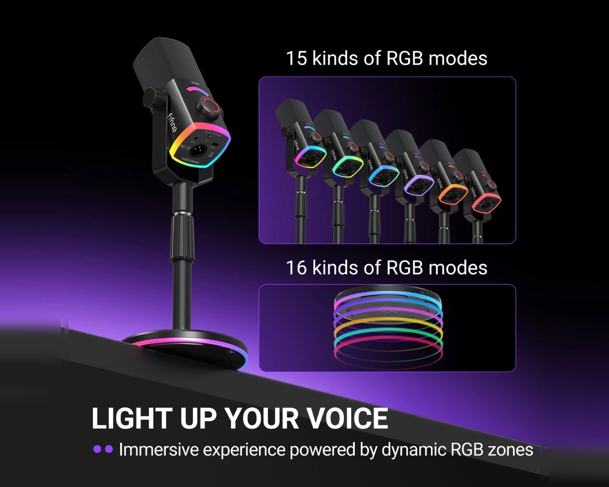 AM8PROS Dynamic Microphone Kit with RGB Desktop Stand (BLK) thumbnail 9