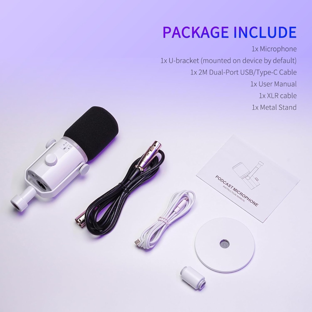 PM1 USB/XLR Dynamic Microphone with Desktop Stand (WHT) thumbnail 2