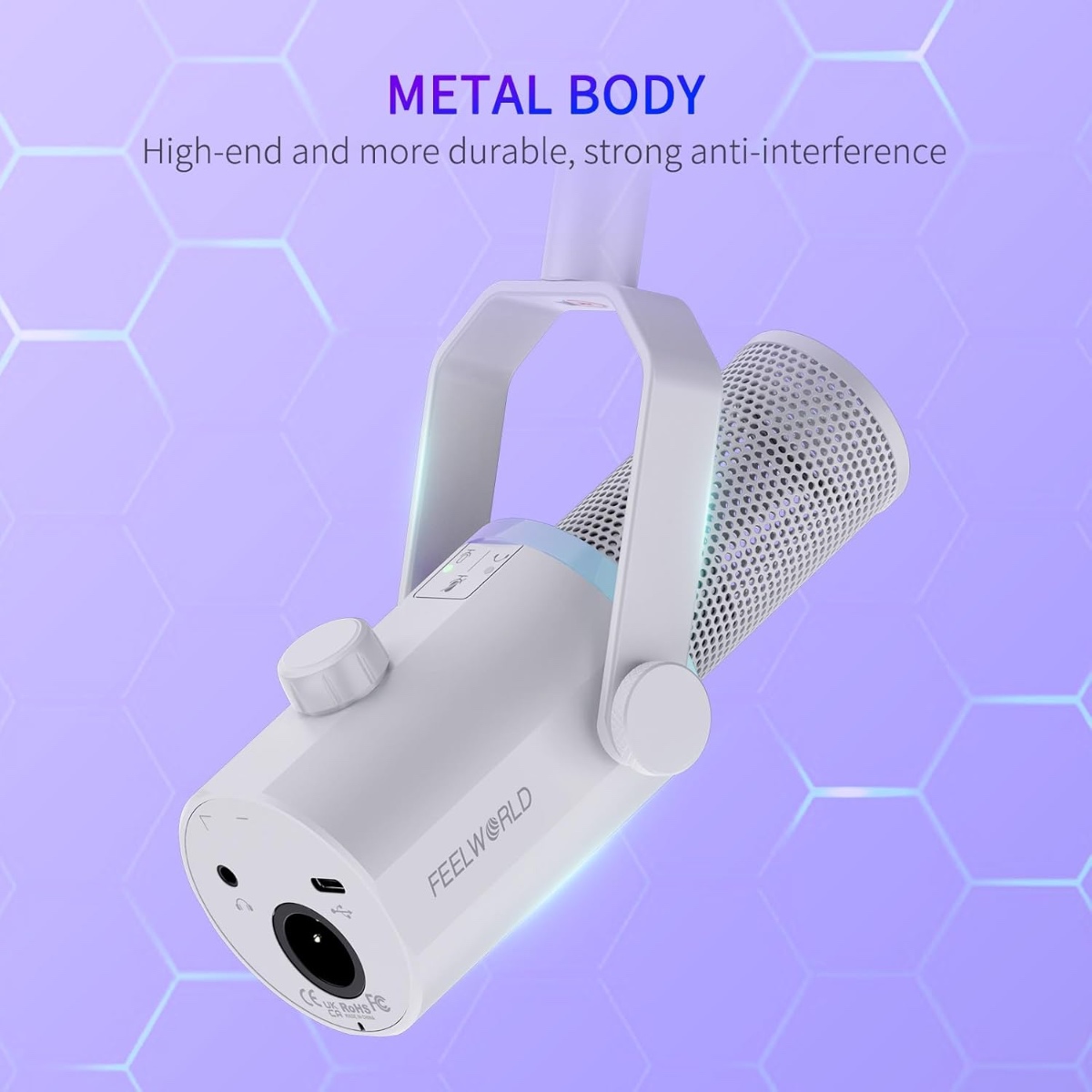 PM1 USB/XLR Dynamic Microphone with Desktop Stand (WHT) thumbnail 5