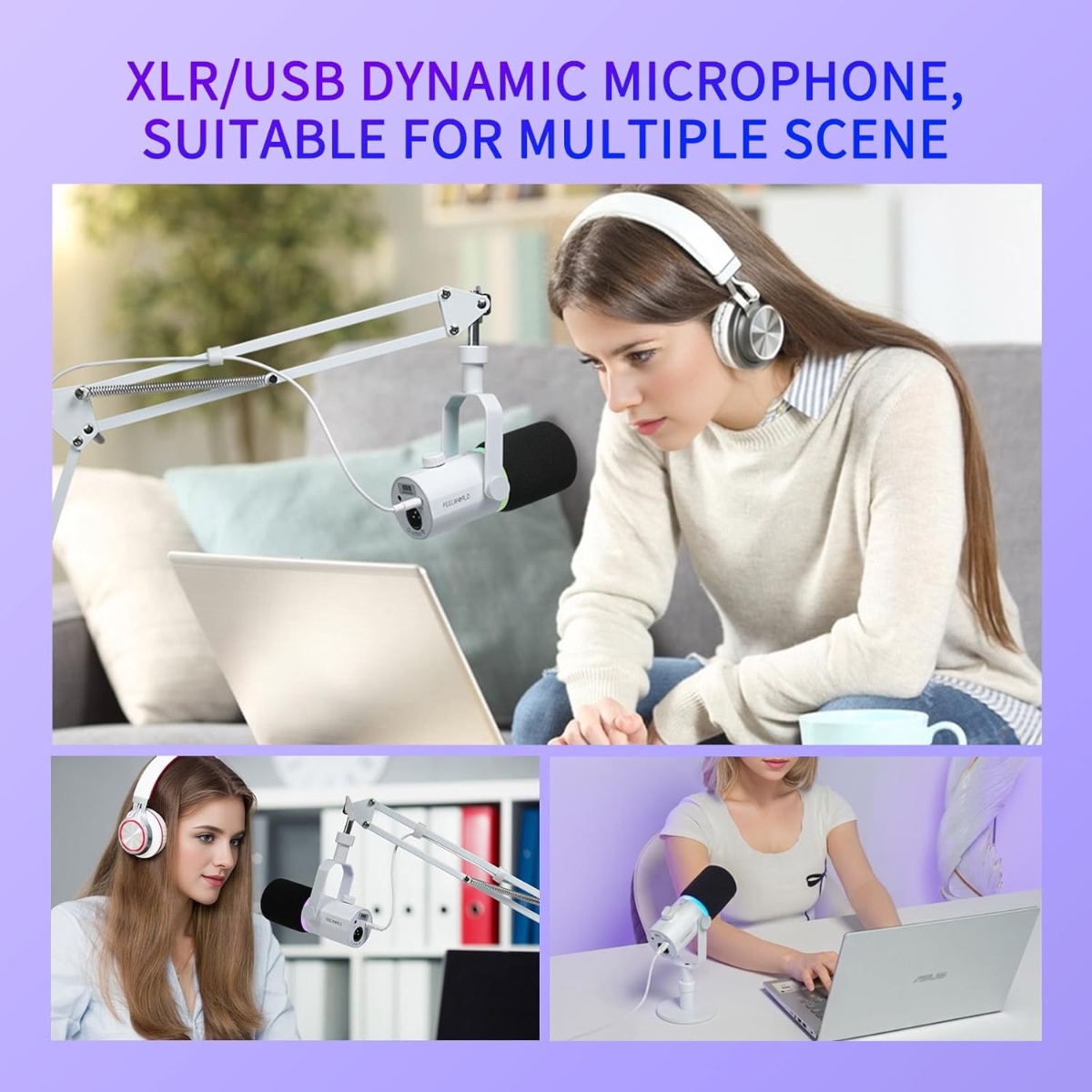 PM1 USB/XLR Dynamic Microphone with Desktop Stand (WHT) thumbnail 9