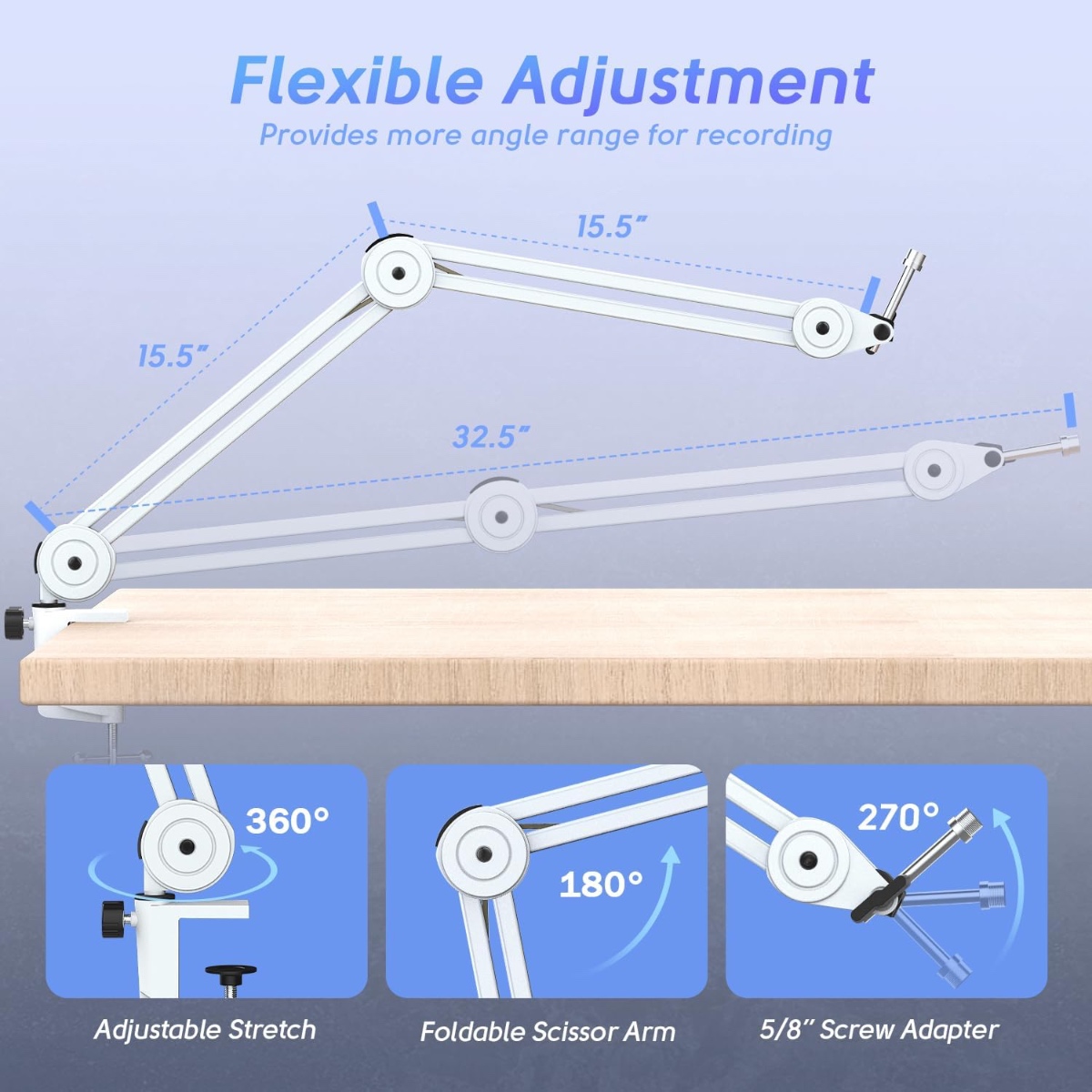 BM63 Microphone Boom Arm (WHT) thumbnail 3