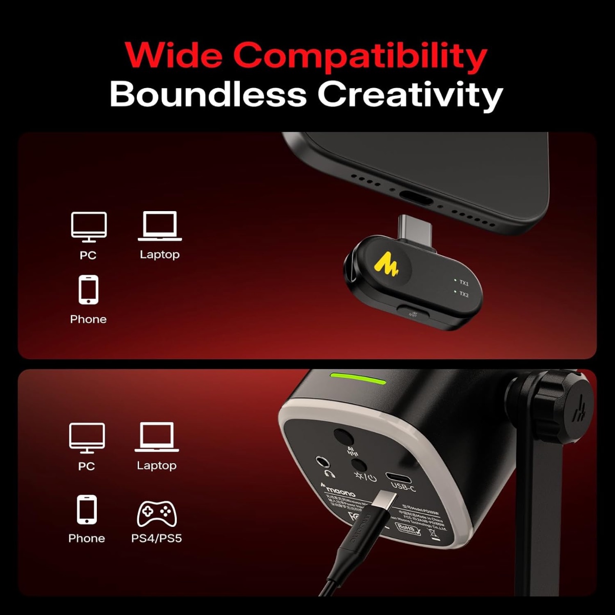 PD100W Hybrid Wireless Podcast Microphone (Desktop) thumbnail 3