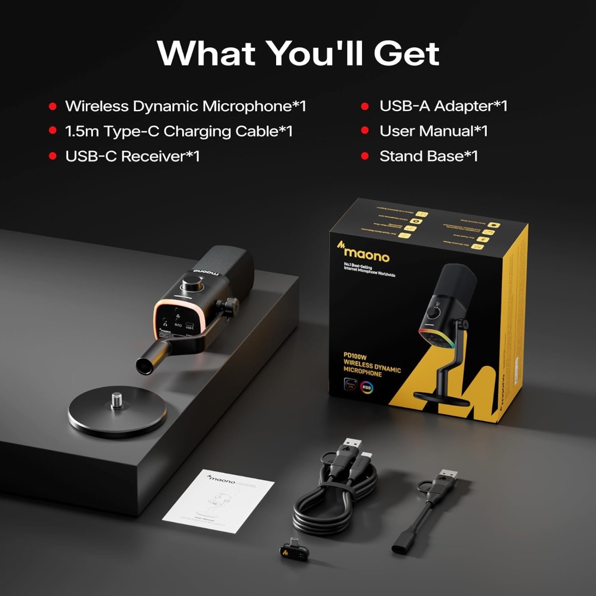 PD100W Hybrid Wireless Podcast Microphone (Desktop)