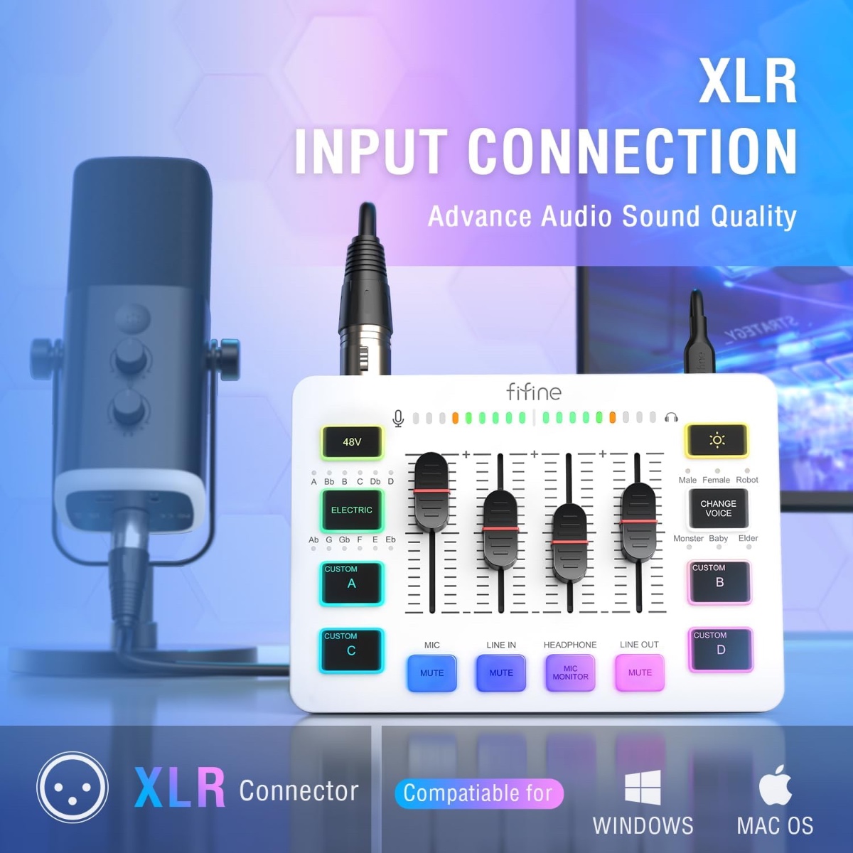 AmpliGame SC3 Gaming Audio Mixer (WHT) thumbnail 3