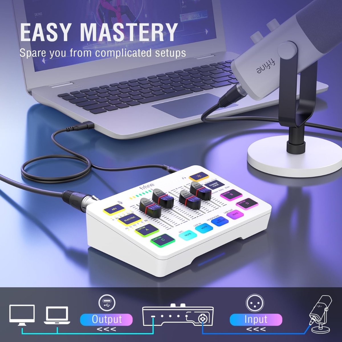 AmpliGame SC3 Gaming Audio Mixer (WHT) thumbnail 8