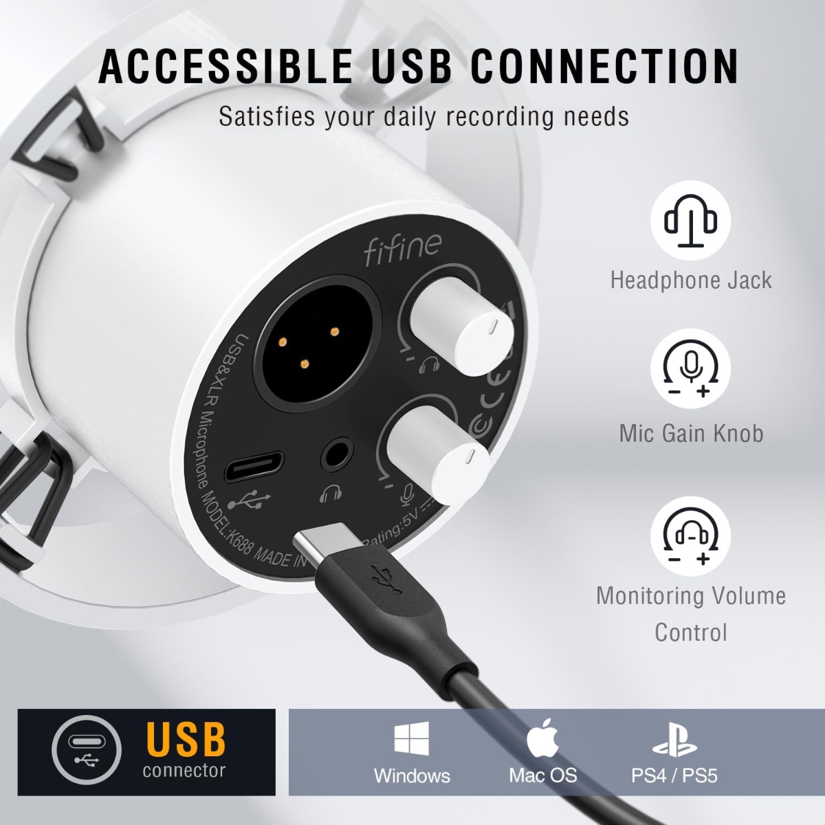 K688 USB/XLR Dynamic Microphone (WHT) thumbnail 4