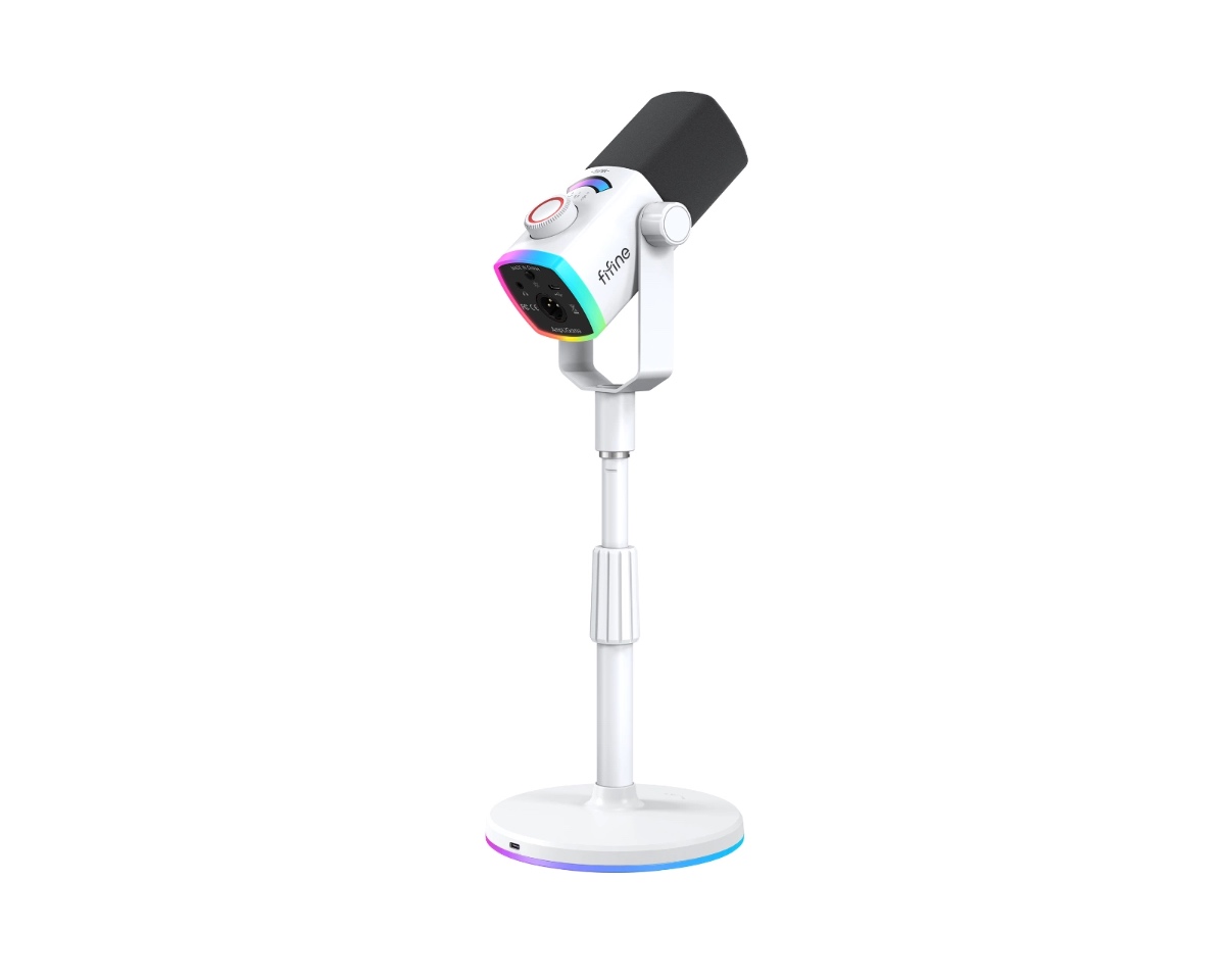 AM8PROS Dynamic Microphone Kit with RGB Desktop Stand (WHT) thumbnail 3