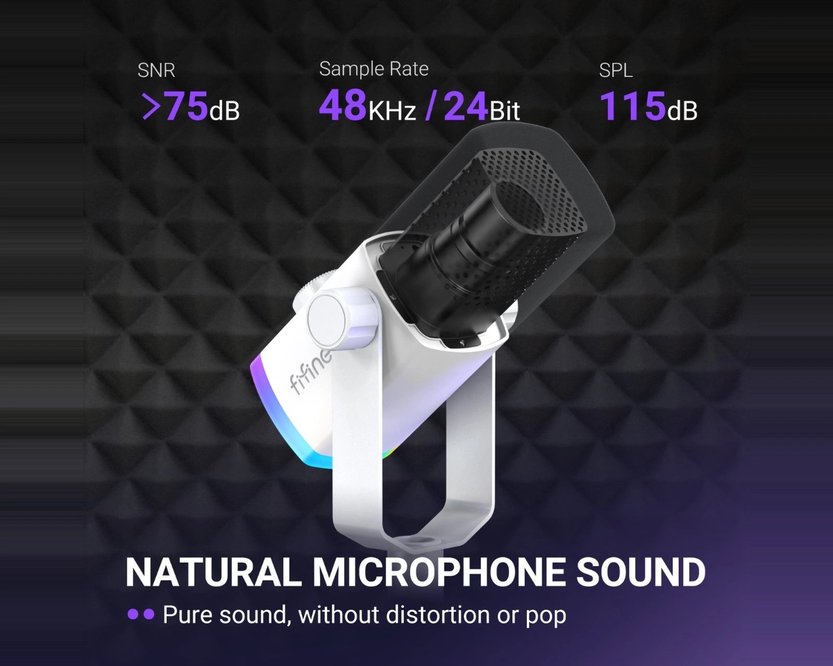 AM8PROS Dynamic Microphone Kit with RGB Desktop Stand (WHT) thumbnail 5