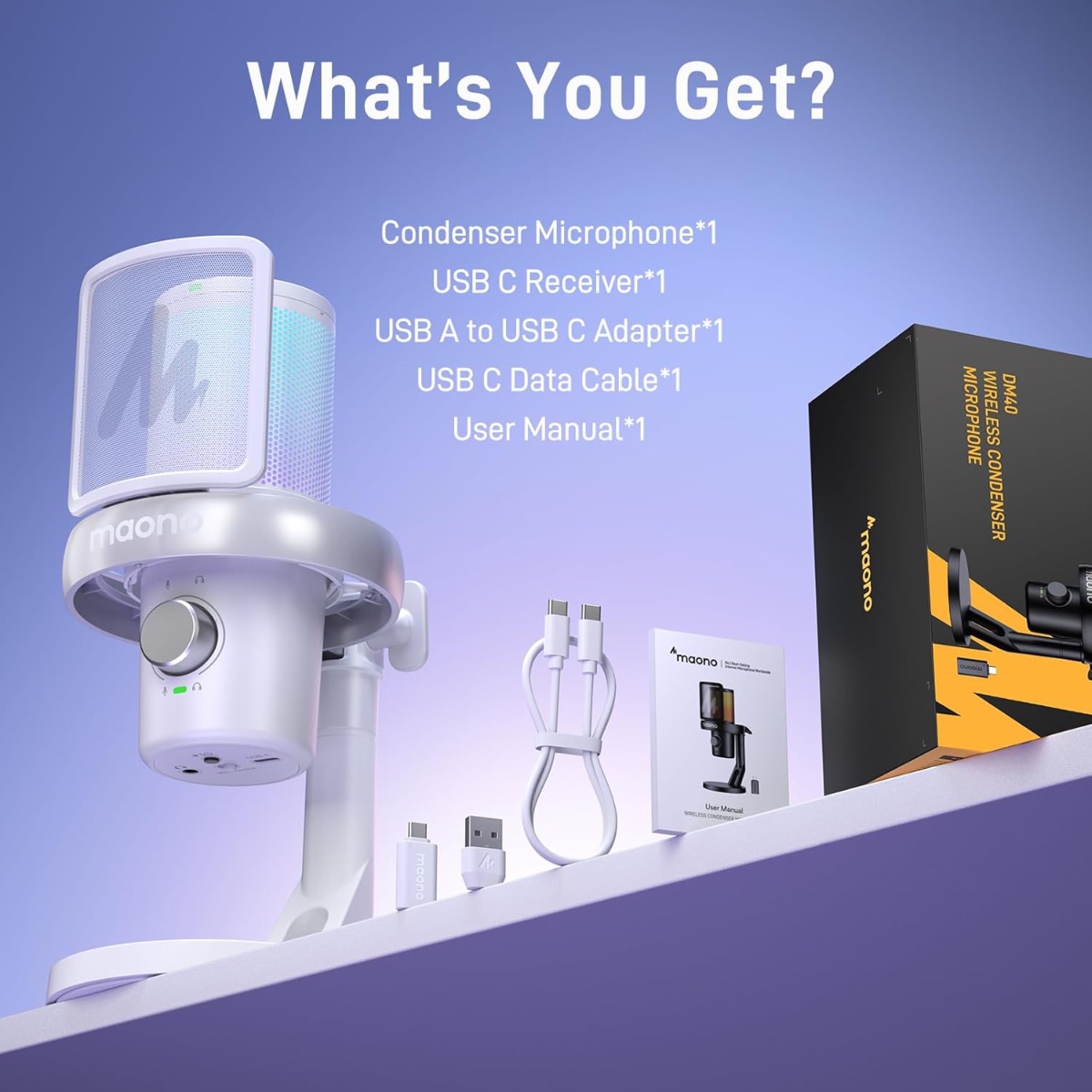 DM40 Pro USB/Wireless Mic (WHT) thumbnail 2