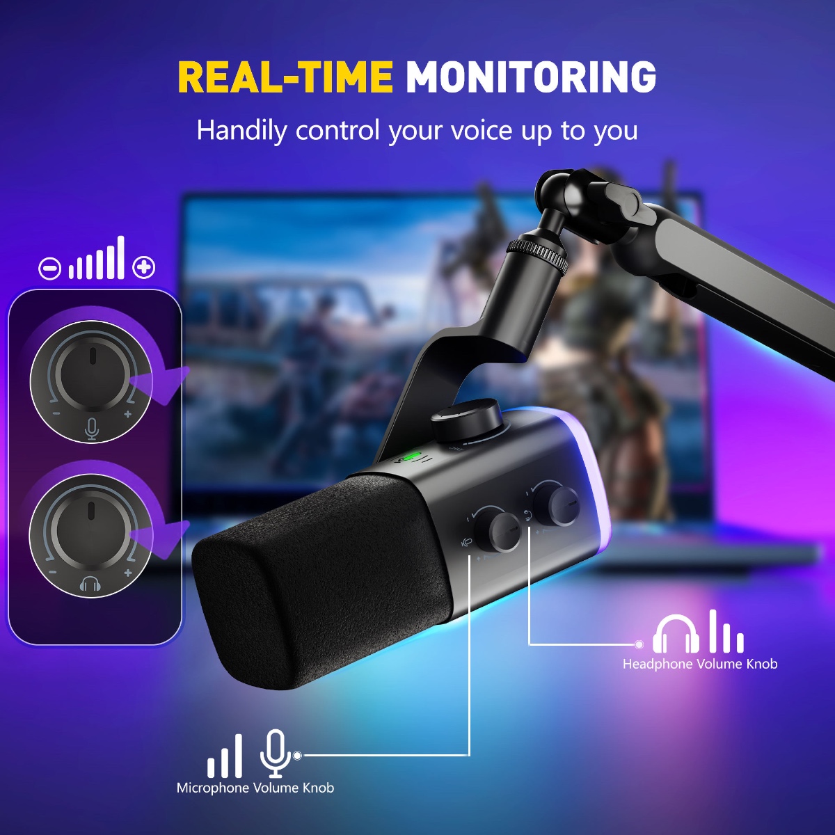 AM9 USB/XLR Dynamic Microphone with RGB (BLK) thumbnail 5