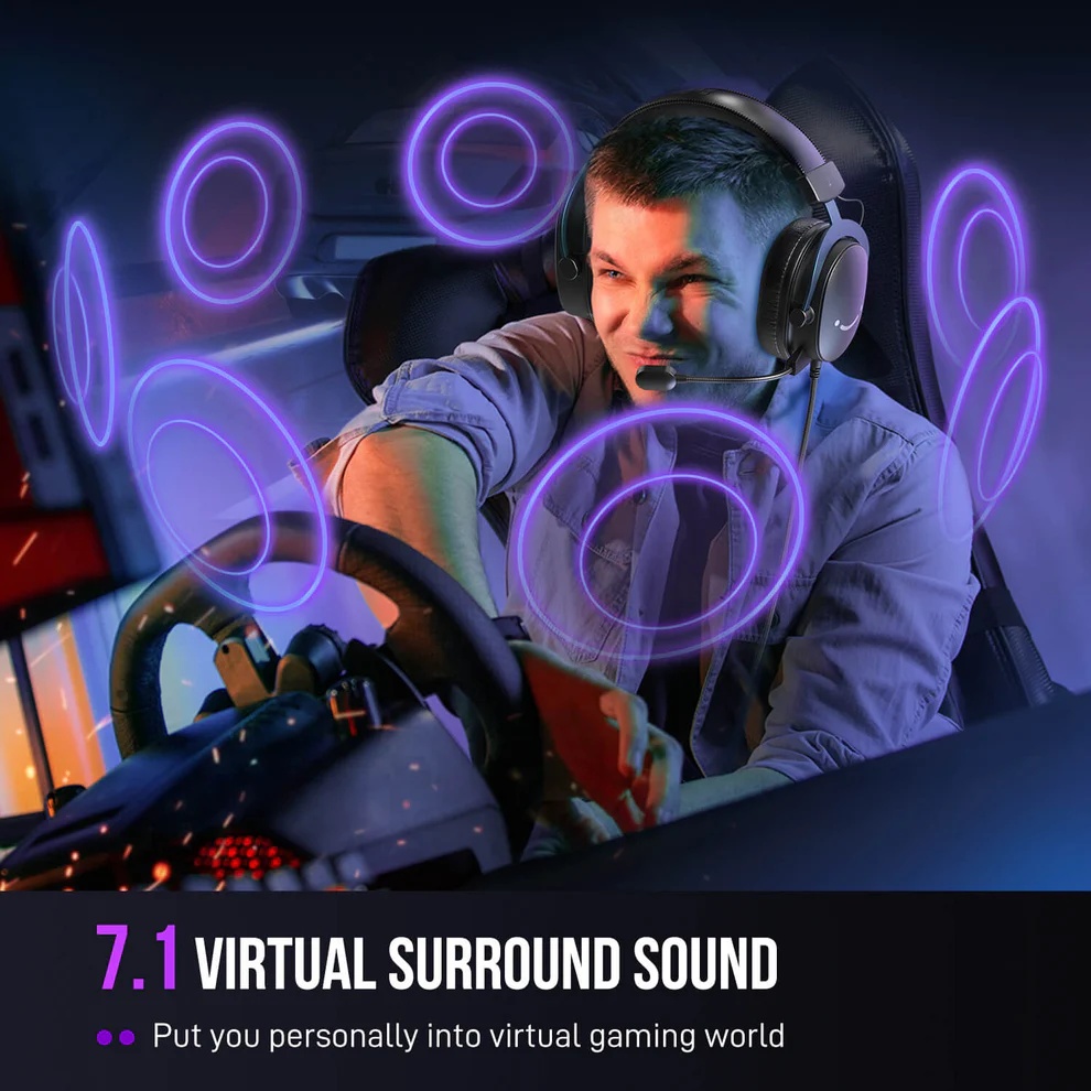 AmpliGame H9 USB Wired Gaming Headset (BLK) thumbnail 6