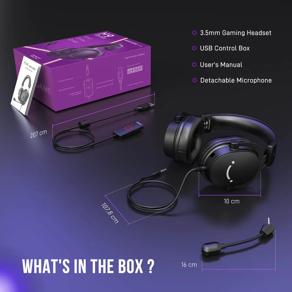 AmpliGame H9 USB Wired Gaming Headset (BLK) thumbnail 10