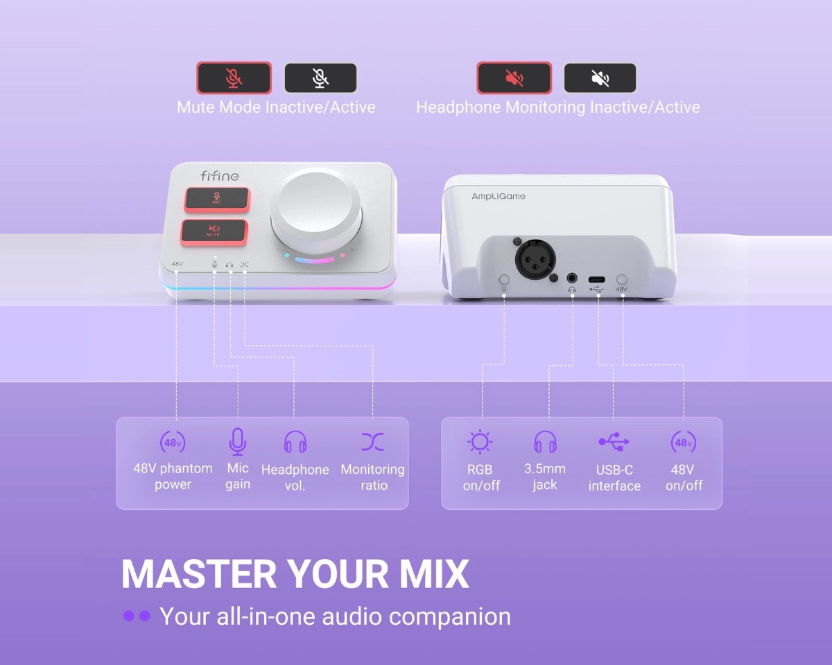 AmpliGame SC9 Audio Mixer (WHT) thumbnail 9